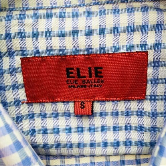 Elie Blue White Check L/S Square Button Down Shirt - Picture 10 of 12